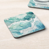 水彩海波名前をカスタムする コースター (左側)