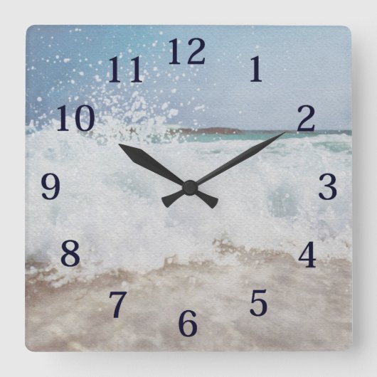 水彩海波海泡 スクエア壁時計 (正面)