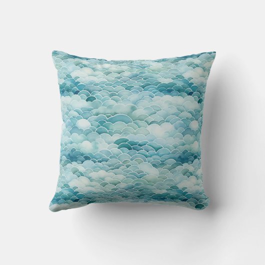 水彩海波絵画のアートピローギフト クッション (裏面)