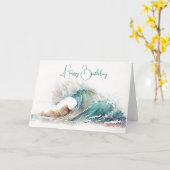 水彩海波誕生日 カード (黄色い花)