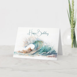 水彩海波誕生日 カード