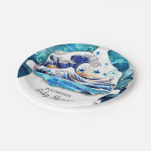 水彩海波赤ちゃんシャワー ペーパープレート (アングル)