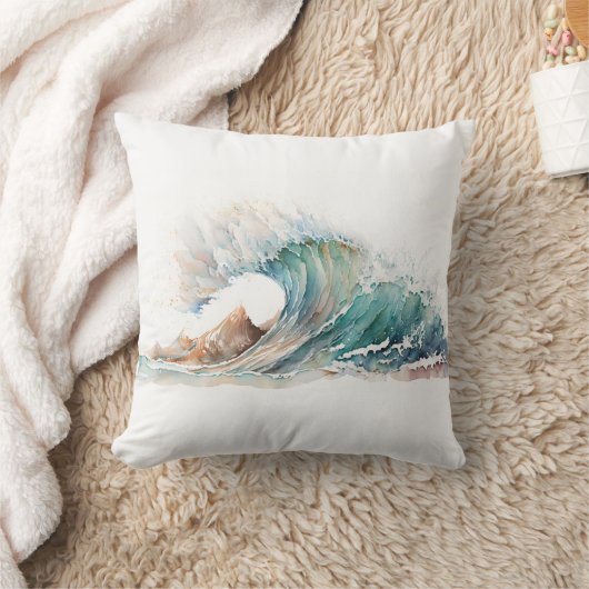 水彩海波 クッション (ブランケット)