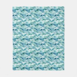 水彩海波 フリースブランケット