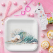 水彩海波 ペーパープレート (パーティー)