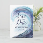 水彩海波 |写真の日付の保存 招待状 (スタンド正面)