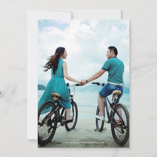 水彩海波 |写真の日付の保存 招待状 (裏面)