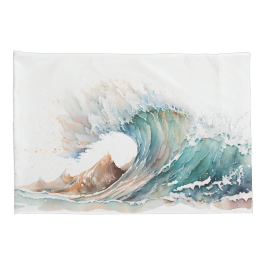 水彩海波 枕カバー (裏面-右)