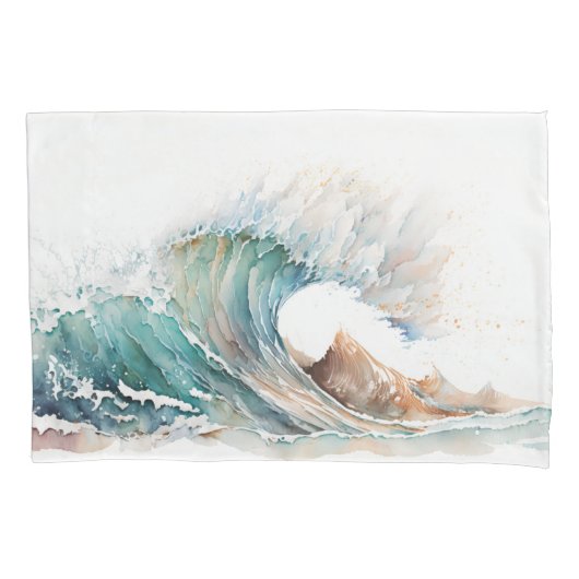 水彩海波 枕カバー (正面左)