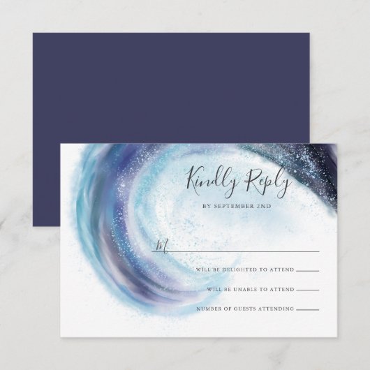 水彩海波RSVP 出欠カード (正面/裏面)