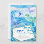 水彩海洋クジラ 誕生日おめでとう（年齢不問） 招待状 (正面)