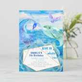 水彩海洋クジラ 誕生日おめでとう（年齢不問） 招待状 (スタンド正面)