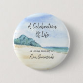 水彩海洋ビーチお祝いオブライフ 缶バッジ (正面)