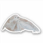 水彩海洋哺乳類の母ベビーハープシール シール (正面)