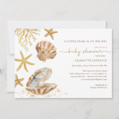 水彩海洋小珍珠婴儿派对 招待状 (正面)
