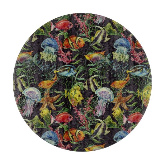 水彩海洋生活パターン1 カッティングボード (正面)