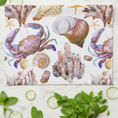 水彩海洋生活パターン4 キッチンタオル (折り畳み)