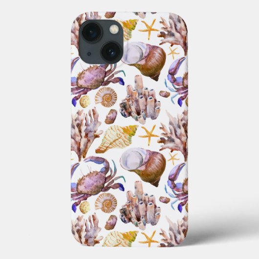 水彩海洋生活パターン4 Case-Mate iPhoneケース (裏面)