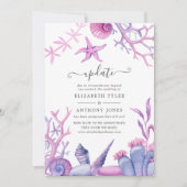 水彩海洋生活婚礼更新 招待状 (正面)