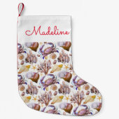 水彩海洋生活|名前の追加 スモールクリスマスストッキング (正面)