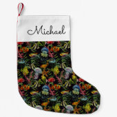 水彩海洋生活|名前の追加 スモールクリスマスストッキング (正面)