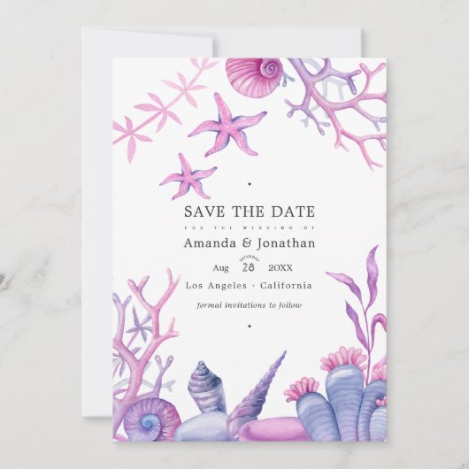 水彩海洋生活 nautical 結婚式写真 セーブザデート (正面)