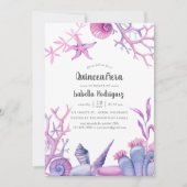 水彩海洋生物のキンセアニエラ 招待状 (正面)