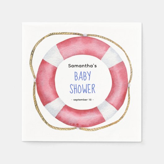 水彩海洋生物ブイ – 赤ちゃんシャワー スタンダードカクテルナプキン (正面)