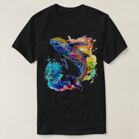 水彩海洋生物 Tシャツ (デザイン正面)