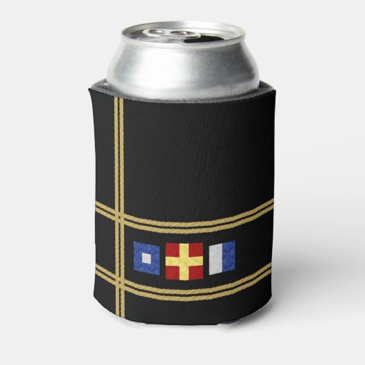 水彩海洋航海の信号旗モノグラム 缶クーラー (缶裏面)