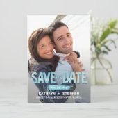 水彩海洋风格的婚礼延期通知卡 セーブザデート (スタンド正面)