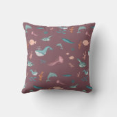 水彩海海獣ほこりっぽいピンクパターン クッション (裏面)