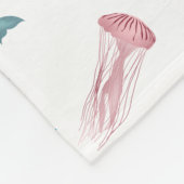 水彩海海獣パターン フリースブランケット (角)