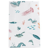 水彩海海獣パターン ミディアムペーパーバッグ (正面)