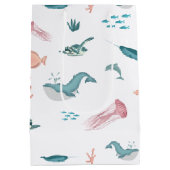 水彩海海獣パターン ミディアムペーパーバッグ (裏面)