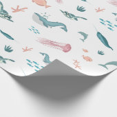 水彩海海獣パターン ラッピングペーパー (角)