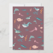 水彩海海獣ピンク赤ちゃんシャワー 招待状 (裏面)