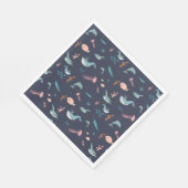 水彩海海獣ブルーパターン スタンダードランチョンナプキン (角)