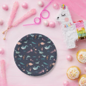 水彩海海獣ブルーパターン ペーパープレート (パーティー)