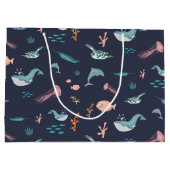 水彩海海獣ブルーパターン ラージペーパーバッグ (裏面)