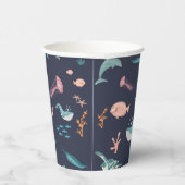 水彩海海獣ブルーパターン 紙コップ (右)