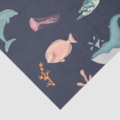 水彩海海獣ブルーパターン 薄葉紙 (詳細)