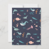 水彩海海獣モノグラムブルー ノートカード (裏面)