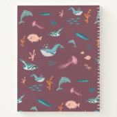 水彩海海獣モノグラム赤面ピンク ノートブック (裏面)