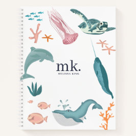 水彩海海獣モノグラム ノートブック