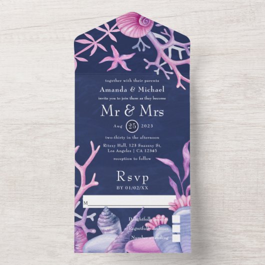 水彩海結婚ライフ オールインワン招待状 (内側)