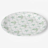 水彩海航海のヒトデ貝殻トレリス ペーパープレート (アングル)