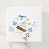 水彩海船、セーラーホエールシーベビーシャワー フェイバータグ (インサイチュ)