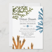 水彩海藻バーチャルブライダルシャワー 招待状 (正面)