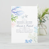 水彩海藻ビーチをテーマにしたウェディングシャワー 招待状 (スタンド正面)